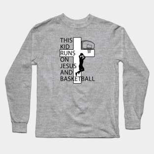 Christian Basketball Player Jesus and Basketball Christ Cross Long Sleeve T-Shirt